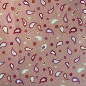 Vintage NOS Braemore Cotton Paisley Fabric Peach Red Cream Orange Mod 54" x 69"